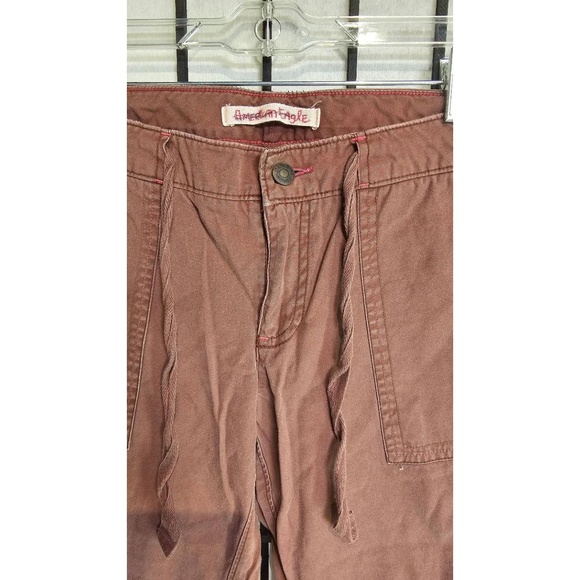AMERICAN EAGLE Womens Wide Leg‎ Capri Size 10 Medium Brown Drawstring Pants - Picture 3 of 7